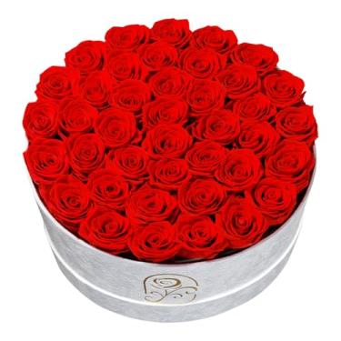 Imagem de Presentes para mulheres, caixa de flores de rosas preservadas, caixa de veludo de luxo com 40 rosas, flores preservadas, presente romântico para ela, esposa, namorada, aniversário de aniversário de