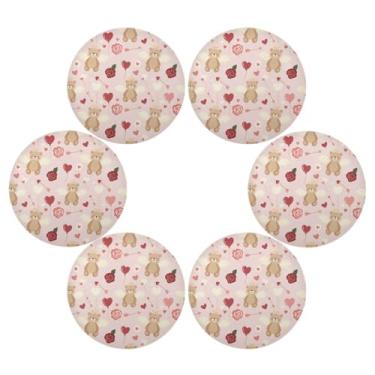 Imagem de Wassud Jogo americano conjunto de 6 tapetes de mesa redondos com flechas de ursos para cozinha e jantar tapetes laváveis resistentes ao calor para decoração de mesa 39 cm