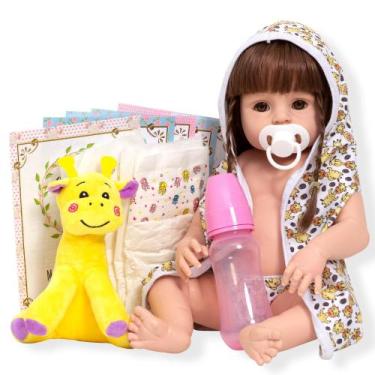 Imagem de Bebe Tipo Reborn Girafinha Baby Com Chupeta 13 Itens Enxoval - Cegonha