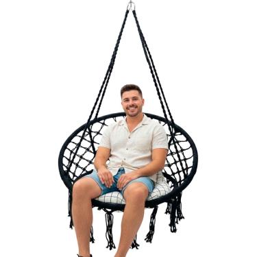 Imagem de Rede Cadeira Balanço Suspensa Almofada Algodao Confortavel Teto Varanda Casa Quintal Jardim Sacada Decoraçao