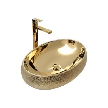 Imagem de Cuba Pia Louça Cerâmica Apoio Banheiro 59x41cm Luxo Gold - Smart Norte