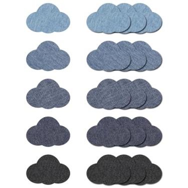 Imagem de YELARXI Remendos de ferro para roupas, remendo de reparo de tecido jeans - adequado para acampamento ao ar livre - barraca - roupas - jeans - sofá - chapéu - decoração faça você mesmo) Forma de nuvem