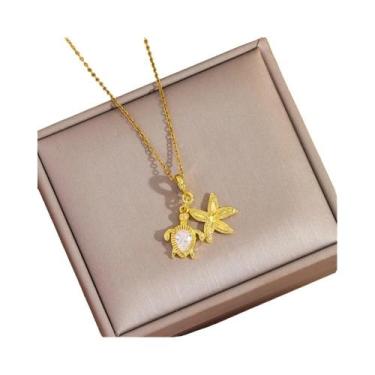 Imagem de Colar De Pingente De Cobre Banhado a Ouro 18K Para Mulheres, Uso Diári