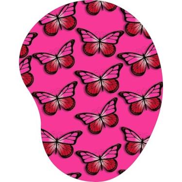 Imagem de Mouse Pad Ergonômico Gota Borboletas Degradê Fundo Rosa