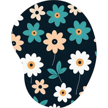 Imagem de Mouse Pad Ergonômico Gota Margaridas Azul e Bege