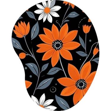 Imagem de Mouse Pad Ergonômico Gota Arte Floral Calêndula Laranja Preto
