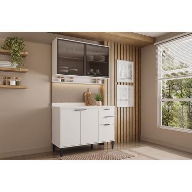 Imagem de Cozinha Modulada Completa Alpha 2 Peças (1Aéreo+1Balcão) C2P52 Branco - Carraro