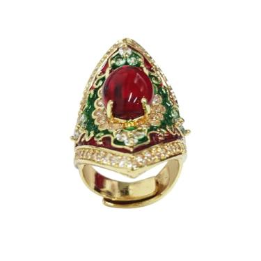 Imagem de Anel indiano de pedra preciosa vintage para mulheres, casamento, bollywood, étnico, floral, design simulado, rubi, anel de cristal para noivas, noivado, aniversário, coquetel, ajuste confortável, joia