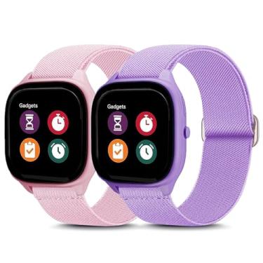 Imagem de Huadea Pacote com 2 unidades de nylon elástico compatível com Gizmo Watch Adventrue 3 2 1/Gabb 3e 3 2 1/SyncUP Watch 2 1 e Cosmo JrTrack 5/4/3/2 SE/2/JrTrack, pulseira macia respirável de 20 mm para