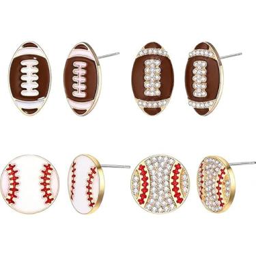 Imagem de ONLYJUMP Conjunto de brincos femininos para o dia do jogo de futebol americano, joia espiritual, pingente, brincos de argola, presentes para fãs de esportes e mães, Medium, Metal, Sem pedra preciosa