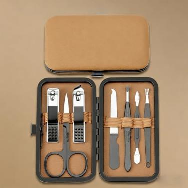 Imagem de Conjunto de manicure para homens, acessórios de cuidados pessoais, kit de cortadores de unhas para dedos e dedos, kit profissional de manicure e pedicure com estojo de viagem, kit de cuidados de unhas