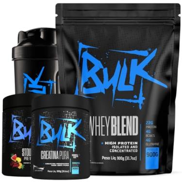 Imagem de Kit Whey Protein Blend + Pré Treino + Creatina 100% Pura + Coqueteleira 600 Ml Bulk Nutrition (900g, Chocolate)