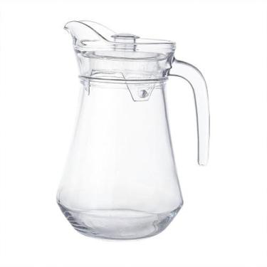 Imagem de Jarra de Vidro com tampa Transparente 1,5Lt Floral Com Alça Mesa Posta