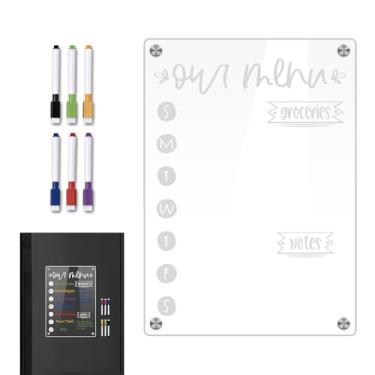 Imagem de Planejador Semanal de Refeições Para Frigorífico | de Calendário em Acrílico Transparente com Marcadores | de Apagar a Seco Magnético Calendário para Frigorífico | para Família Despensa