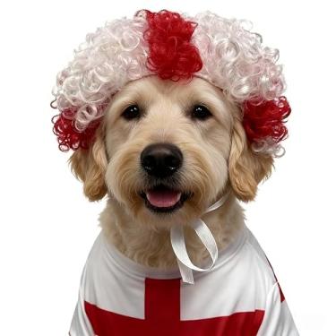 Imagem de Peruca de animal de estimação para fãs de futebol da Copa do Mundo, cabeça com bandeira nacional Crazy Cheer, acessórios ajustáveis para fantasia de cão/gato, para jogos de futebol, olímpicos