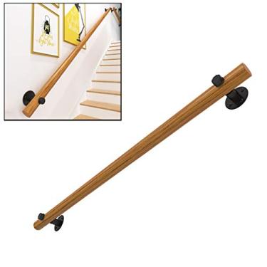 Imagem de DKXCOSQ Kit de corrimão de escada de pinho sólido corrimão de madeira redonda para escadas sistema completo de corrimão (tamanho: 50 cm)