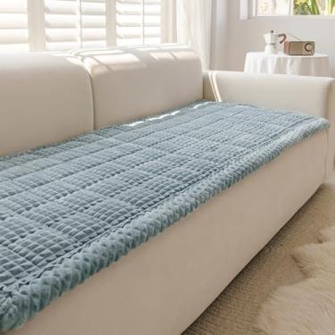 Imagem de Disayu Capa de sofá para cães lavável, antiderrapante para sofá, cobertor felpudo para sofá de cachorro para protetor de móveis (azul, cinza, 70 x 70 cm)