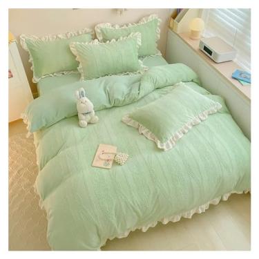 Imagem de Conjunto de capa de edredom de luxo para o inverno, tecido doméstico, capa de edredom quente, espessa, 4 peças, conjunto de roupa de cama, roupa de cama (verde 200 x 230 cm)