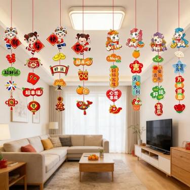 Imagem de KYMY Chinese New Year Banner, 2026 Spring Festival Fu Character Wall Decoration, Year of the Horse Year Hanging Sign Ornament for Asian Vitenamese Japan Korea Lunar New Year Home Office (Red-4)
