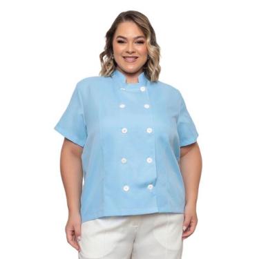 Imagem de Dolma Chef Feminina Plus Size Teodora Azul Claro - gardenia jalecos, G