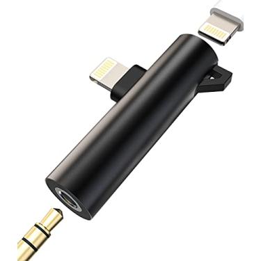 Imagem de Adaptador auxiliar de iPhone para fone de ouvido (2 em 1) Lightning para conector dongle de 3,5 mm, divisor de carregador, cabo de áudio para fone de ouvido certificado MFI da Apple, adaptador de