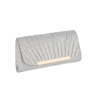 Imagem de Bolsa de mão elegante minimalista com borla, carteira de corrente, bolsa de maquiagem para telefone | Material sintético, fecho magnético, Prata