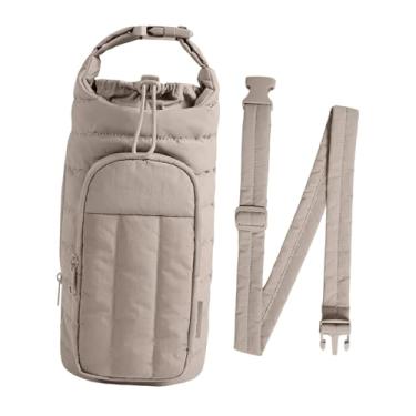 Imagem de Generic Bolsa Porta-Garrafa de Água Universal com Bolso para Celular, Ideal para Viagens, Caminhadas e Academia, Camelo