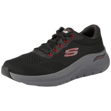 Imagem de Skechers Tênis masculino Arch Fit 2.0, Acabamento vermelho sintético de malha preta, 37