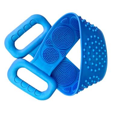 Imagem de Esponja de Limpeza Corporal Silicone Dois Lados Escova Massagem Esfoliante Faixa para Banho e Chuveiro Homens Mulheres