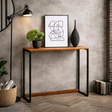 Imagem de Aparador Ferro E Madeira Estilo Industrial Preto Alto Para Decorar Sal