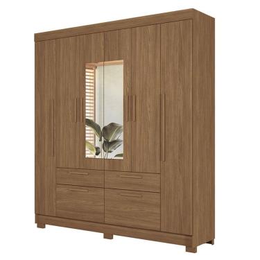 Imagem de Guarda Roupa Casal 6 portas Guarapuava com espelho Jatobá - Santos Andirá