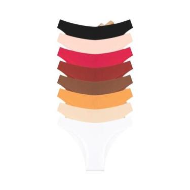 Imagem de Conjunto De 8 Calcinhas Sem Costura De Seda Gelada De Cintura Baixa, R