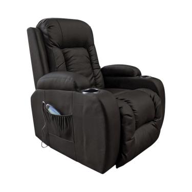Imagem de Poltrona do Papai Reclinável com Massagem e Balanço Giratória Austin PU Marrom G31 - Gran Belo