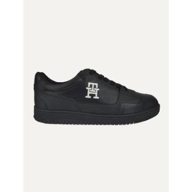 Imagem de Tênis Tommy Hilfiger Masculino Couro Basket 2C Mix Suede Preto-Masculino
