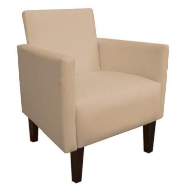 Imagem de Poltrona Jade material sintético Bege Pés Chanfrado Drossi - D'ROSSI