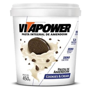Imagem de Pasta de Amendoim Integral (450g) - Vitapower, Cookies &amp; Cream