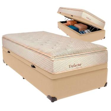 Imagem de Cama Box Baú Solteiro e Colchão Deluxe Molas Ensacadas Colchobel Ocre