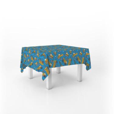 Imagem de Toalha De Mesa Quadrada Infantil Tecido Oxford Trator e Caminhão Const