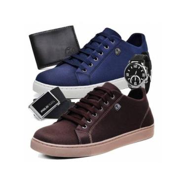 Imagem de Boot Shop Kit 2 Pares Tênis Masculino Sapatênis Básico Casual Com Cart