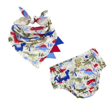 Imagem de Babador de bebe para o verão babadores infantil kit babado + calcinha 