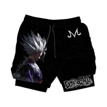 Imagem de Shorts De Dupla Camada Com Estampa Red Dragon Ball Goku Vegeta Para Ho