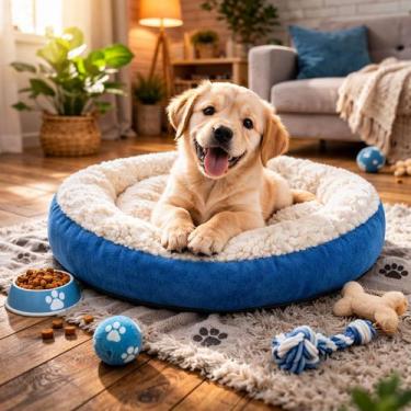 Imagem de Cama Pet Redonda de Sherpa Quentinha Cama Para Cães e Gatos 50x50 - Gi