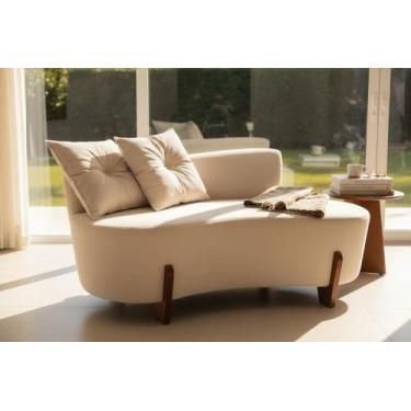 Imagem de Namoradeira Sofá Feijão Luna 130cm Orgânica Suede Marfim - Mansão Deco