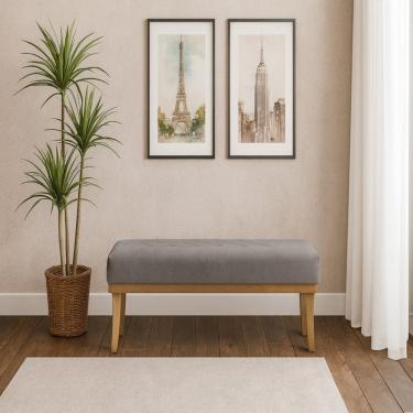 Imagem de Puff para Sala de Estar 100cm Linho Theo Cinza