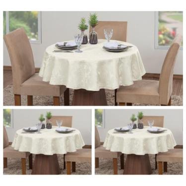 Imagem de Kit 3 Toalhas Mesa Luxo Redonda Sala Jantar 6 Lugares Jacquard 1,80m -