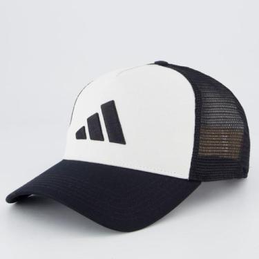 Imagem de Boné Adidas Trucker Flatbrim Ring Branco e Preto, Único