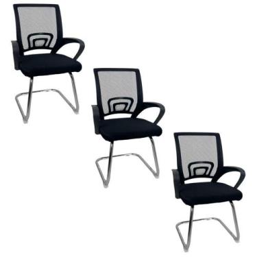 Imagem de Kit 3 Cadeiras De Escritório Begônia Oficial Fixa - Oficial Webshop