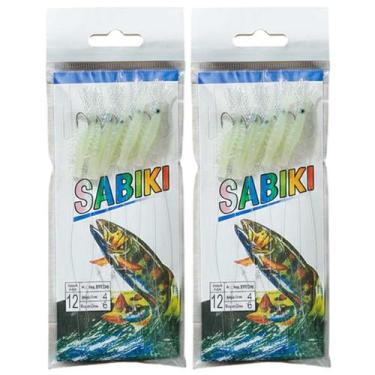 Imagem de Isca Artificial Kit 2 Uni Pesca Sabiki Camarao Fluorescente Lambari Ro