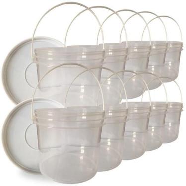 Imagem de Balde Transparente 2.2L c/ Tampa Lacre - 10 Peças - Nastripack