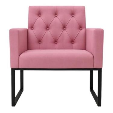 Imagem de 1 Poltrona para Recepção Thais com Base de Ferro Preto Resistente - Mó